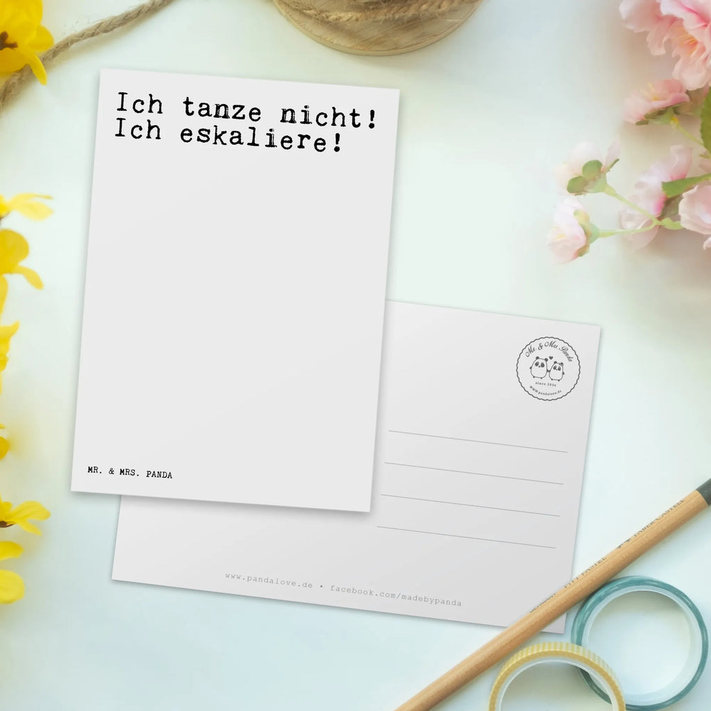 Postkarte Sprüche und Zitate Ich tanze nicht! Ich eskaliere! Postkarte, Karte, Geschenkkarte, Grußkarte, Einladung, Ansichtskarte, Geburtstagskarte, Einladungskarte, Dankeskarte, Ansichtskarten, Einladung Geburtstag, Einladungskarten Geburtstag, Spruch, Sprüche, lustige Sprüche, Weisheiten, Zitate, Spruch Geschenke, Spruch Sprüche Weisheiten Zitate Lustig Weisheit Worte