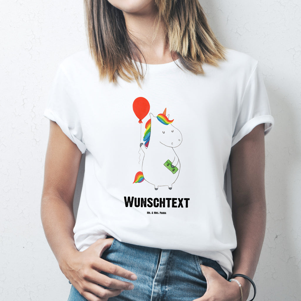 Personalisiertes T-Shirt Einhorn Luftballon T-Shirt Personalisiert, T-Shirt mit Namen, T-Shirt mit Aufruck, Männer, Frauen, Wunschtext, Bedrucken, Einhorn, Einhörner, Einhorn Deko, Pegasus, Unicorn, Luftballon, Geld, Lebenslust, Freude, Geschenk, Freundin