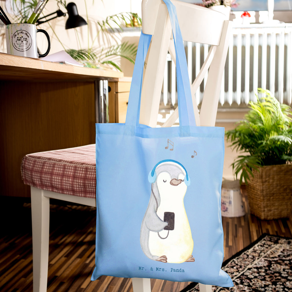 Tragetasche Pinguin Musik hören Medizin Beuteltasche, Beutel, Einkaufstasche, Jutebeutel, Stoffbeutel, Tasche, Shopper, Umhängetasche, Strandtasche, Schultertasche, Stofftasche, Tragetasche, Badetasche, Jutetasche, Einkaufstüte, Laptoptasche, Geschenk, Sport, Sportart, Hobby, Schenken, Danke, Dankeschön, Auszeichnung, Gewinn, Sportler, Musik hören, Lieblingssong