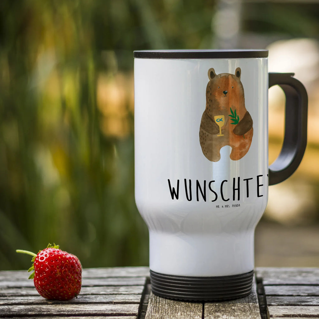 Personalisierter Thermobecher Konfirmation-Bär Personalisierter Thermobecher, Personalisierter To Go Becher, Personalisierte Thermotasse, Personalisierter Kaffeebecher, Personalisierter Isolierbecher, Thermobecher personalisieren, Thermobecher mit Namen, Thermobecher selbst gestalten, Wunschname, Spülmaschinenfest, Bedrucken, Isolierbecher mit Namen, Isolierbecher selbst gestalten, Thermotasse personalisieren, Thermotasse mit Namen, Bär, Teddy, Teddybär, Konfirmation, Kirche, evangelisch, Gottesdienst