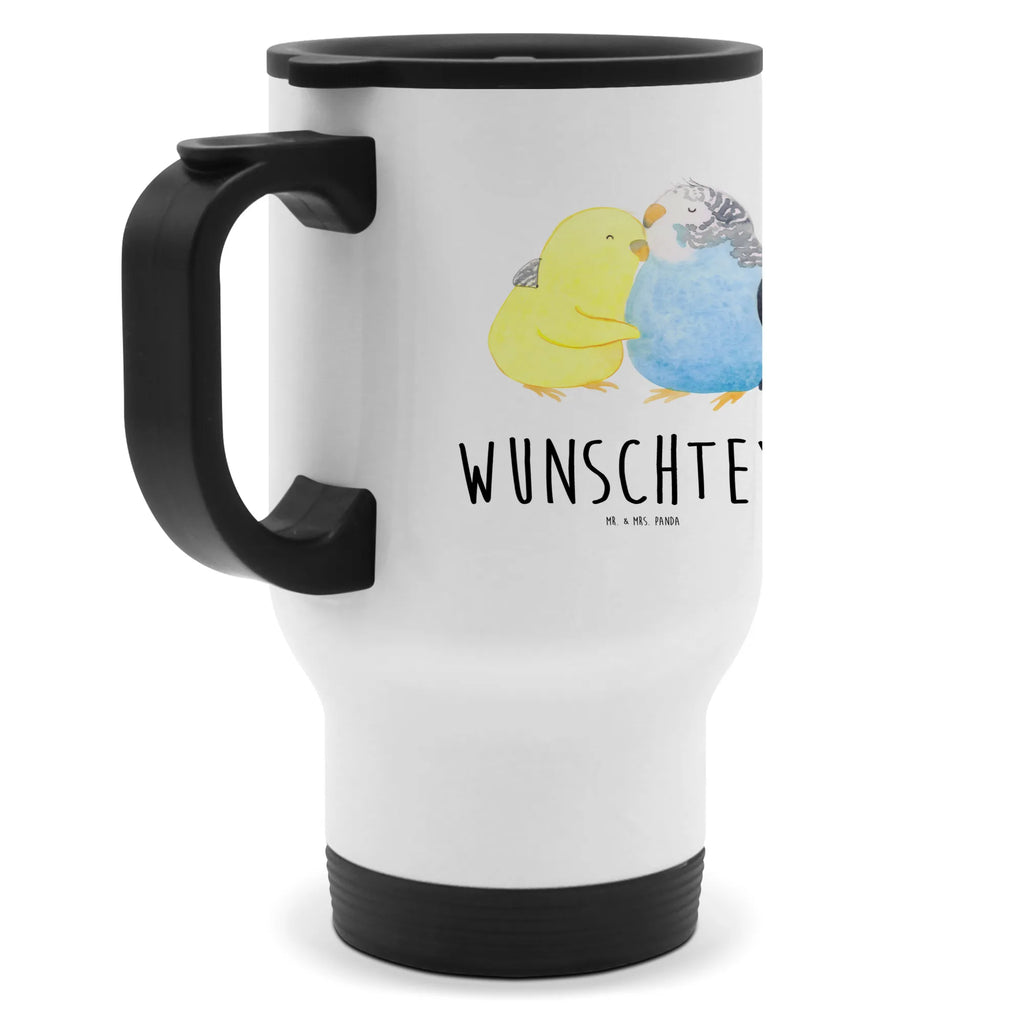 Personalisierter Thermobecher Wellensittich Liebe Personalisierter Thermobecher, Personalisierter To Go Becher, Personalisierte Thermotasse, Personalisierter Kaffeebecher, Personalisierter Isolierbecher, Thermobecher personalisieren, Thermobecher mit Namen, Thermobecher selbst gestalten, Wunschname, Spülmaschinenfest, Bedrucken, Isolierbecher mit Namen, Isolierbecher selbst gestalten, Thermotasse personalisieren, Thermotasse mit Namen, Liebe, Partner, Freund, Freundin, Ehemann, Ehefrau, Heiraten, Verlobung, Heiratsantrag, Liebesgeschenk, Jahrestag, Hocheitstag, Vögel, Wellensittich, Nähe, Kuscheln, Vertrauen