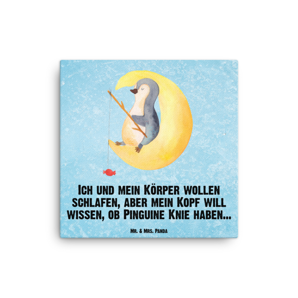 Leinwand Bild Pinguin Mond Leinwand, Bild, Kunstdruck, Wanddeko, Dekoration, Pinguin, Pinguine, Spruch, schlafen, Nachtruhe, Einschlafen, Schlafzimmer, Schlafstörungen, Gästezimmer