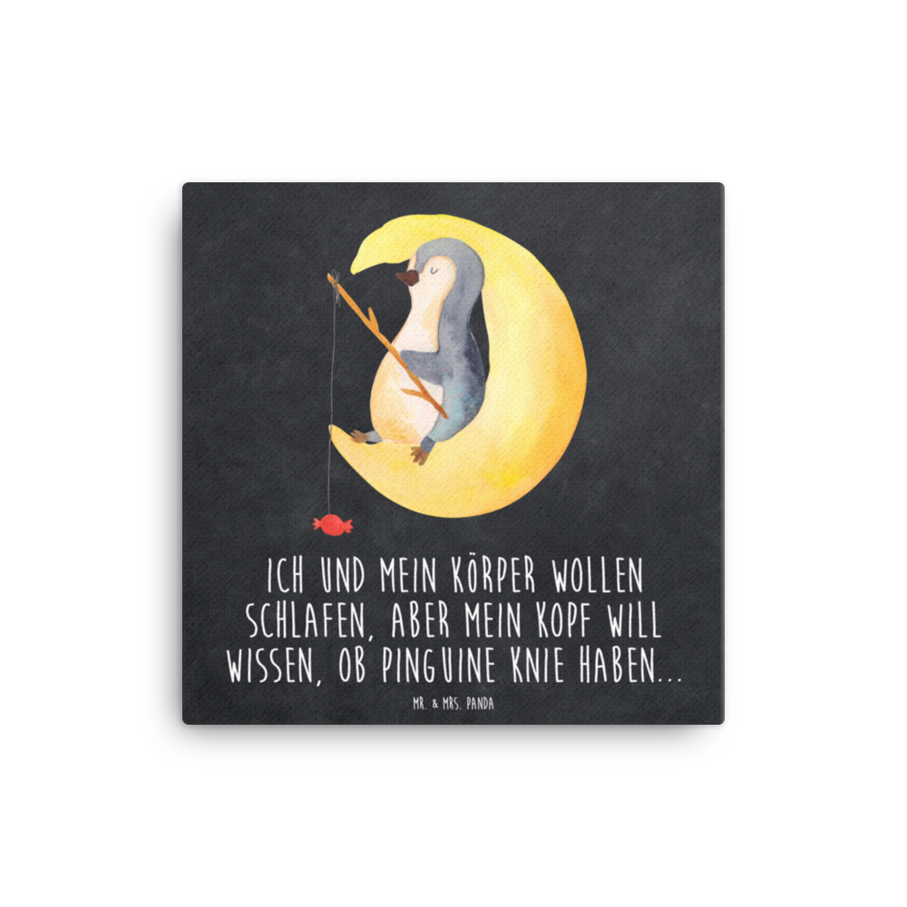 Leinwand Bild Pinguin Mond Leinwand, Bild, Kunstdruck, Wanddeko, Dekoration, Pinguin, Pinguine, Spruch, schlafen, Nachtruhe, Einschlafen, Schlafzimmer, Schlafstörungen, Gästezimmer