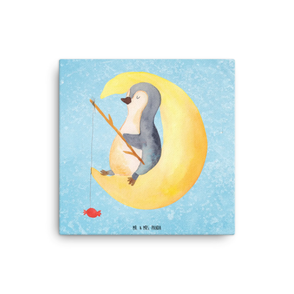 Leinwand Bild Pinguin Mond Leinwand, Bild, Kunstdruck, Wanddeko, Dekoration, Pinguin, Pinguine, Spruch, schlafen, Nachtruhe, Einschlafen, Schlafzimmer, Schlafstörungen, Gästezimmer