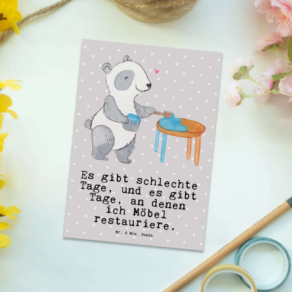 Postkarte Panda Möbel restaurieren Postkarte, Karte, Geschenkkarte, Grußkarte, Einladung, Ansichtskarte, Geburtstagskarte, Einladungskarte, Dankeskarte, Ansichtskarten, Einladung Geburtstag, Einladungskarten Geburtstag, Geschenk, Sport, Sportart, Hobby, Schenken, Danke, Dankeschön, Auszeichnung, Gewinn, Sportler, Möbel restaurieren, antike Möbel restaurieren, Handwerk, Restaurator