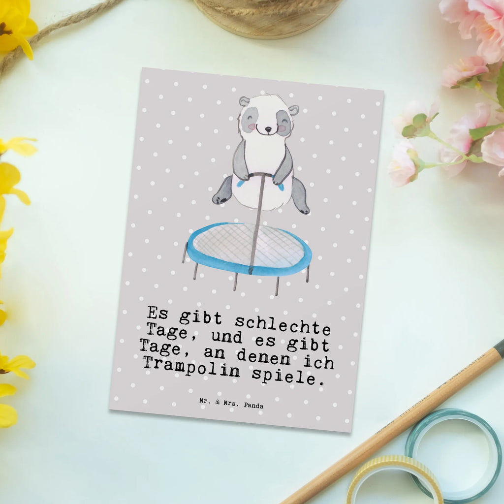 Postkarte Panda Trampolin springen Postkarte, Karte, Geschenkkarte, Grußkarte, Einladung, Ansichtskarte, Geburtstagskarte, Einladungskarte, Dankeskarte, Ansichtskarten, Einladung Geburtstag, Einladungskarten Geburtstag, Geschenk, Sport, Sportart, Hobby, Schenken, Danke, Dankeschön, Auszeichnung, Gewinn, Sportler, Trampolin springen, Trampolin Springen, Trampolin Turnen, Fitnessstudio