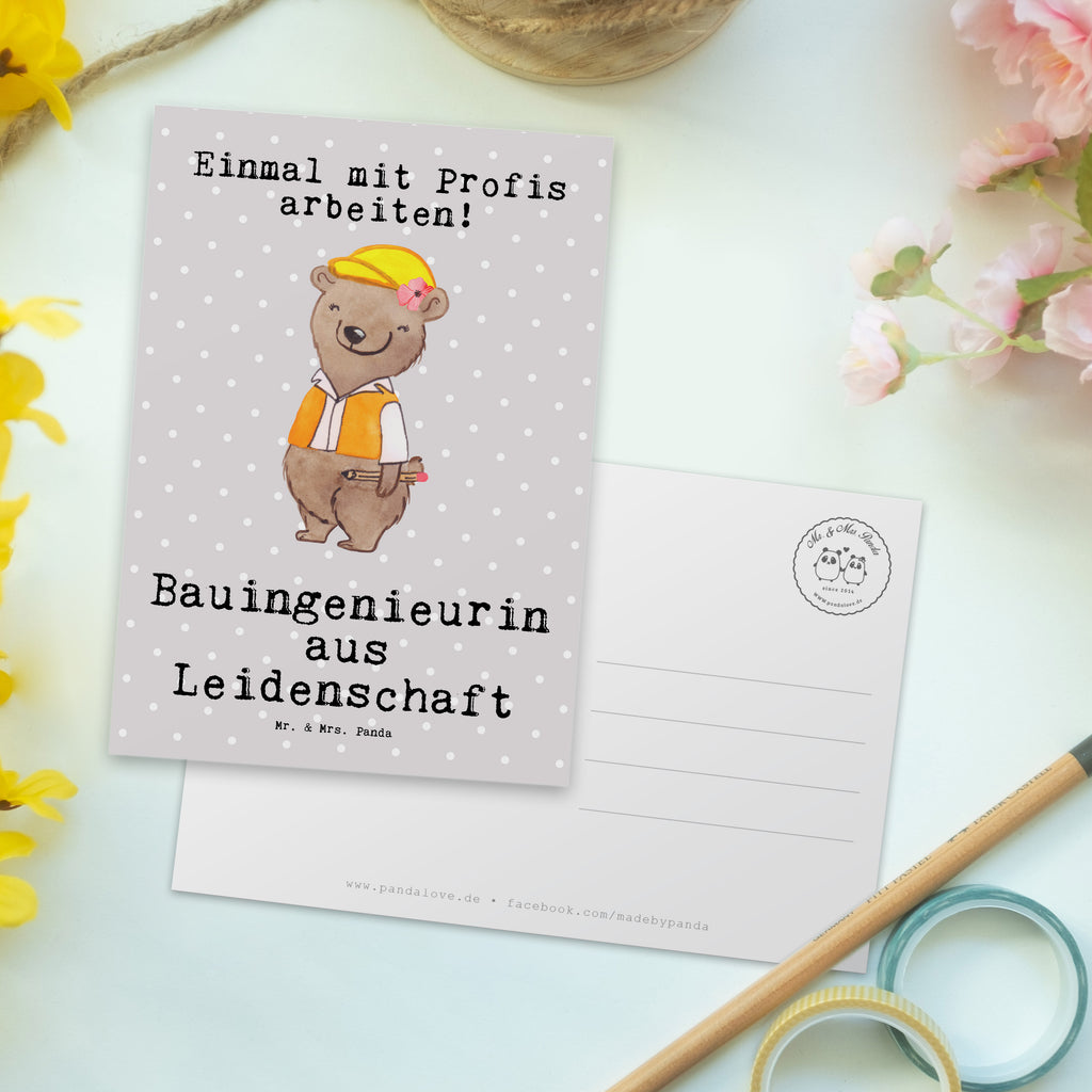 Postkarte Bauingenieurin aus Leidenschaft Postkarte, Karte, Geschenkkarte, Grußkarte, Einladung, Ansichtskarte, Geburtstagskarte, Einladungskarte, Dankeskarte, Ansichtskarten, Einladung Geburtstag, Einladungskarten Geburtstag, Beruf, Ausbildung, Jubiläum, Abschied, Rente, Kollege, Kollegin, Geschenk, Schenken, Arbeitskollege, Mitarbeiter, Firma, Danke, Dankeschön, Bauingenieurin, Statikerin, Ingeniuerin, Baustelle, Studium