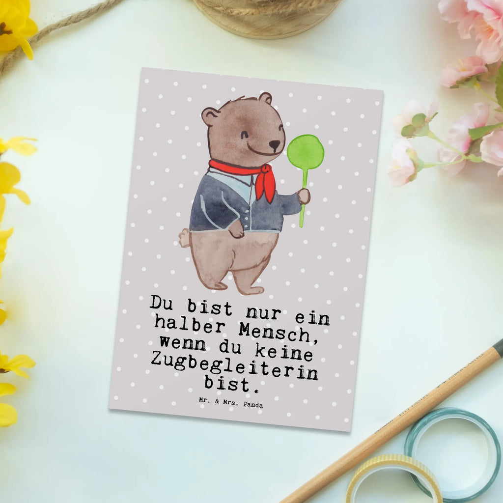 Postkarte Zugbegleiterin mit Herz Postkarte, Karte, Geschenkkarte, Grußkarte, Einladung, Ansichtskarte, Geburtstagskarte, Einladungskarte, Dankeskarte, Ansichtskarten, Einladung Geburtstag, Einladungskarten Geburtstag, Beruf, Ausbildung, Jubiläum, Abschied, Rente, Kollege, Kollegin, Geschenk, Schenken, Arbeitskollege, Mitarbeiter, Firma, Danke, Dankeschön