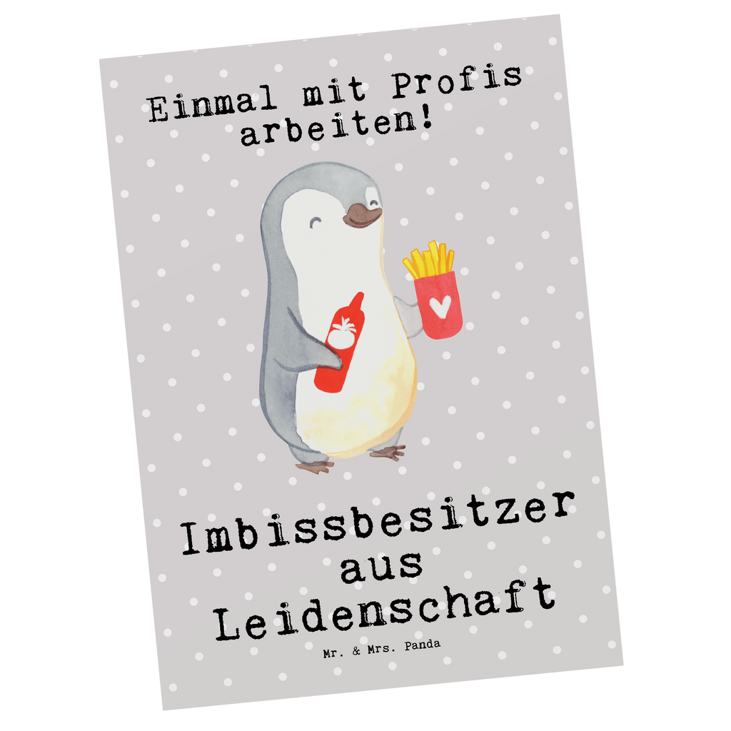 Postkarte Imbissbesitzer aus Leidenschaft Postkarte, Karte, Geschenkkarte, Grußkarte, Einladung, Ansichtskarte, Geburtstagskarte, Einladungskarte, Dankeskarte, Ansichtskarten, Einladung Geburtstag, Einladungskarten Geburtstag, Beruf, Ausbildung, Jubiläum, Abschied, Rente, Kollege, Kollegin, Geschenk, Schenken, Arbeitskollege, Mitarbeiter, Firma, Danke, Dankeschön, Imbissbesitzer, Imbissverkäufer, Pommesverkäufer, Pommesliebe