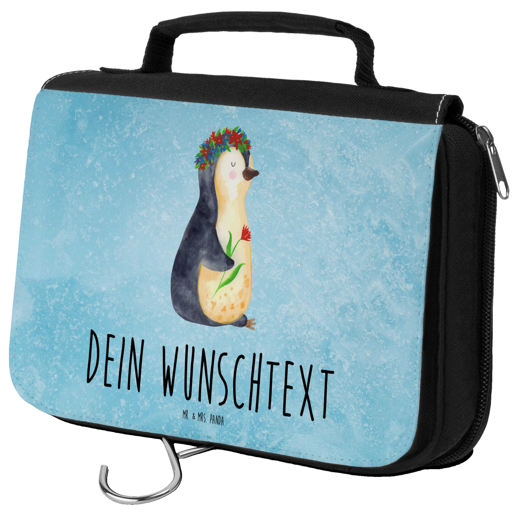 Personalisierter Kulturbeutel Pinguin Blumen Personalisierter Kulturbeutel, Personalisierte Waschtasche, Personalisierte Kosmetiktasche, Damen, Herren, Personalisierte Aufbewahrungstasche, Personalisierte Schminktasche, Personalisierter Kosmetikbeutel, Personalisierter Organizer, Personalisierte Kulturtasche, Personalisierte Schminkutensil, Personalisierung, Wunschtext, Wunschname, Selbst bedrucken, Kulturbeutel mit Namen, Pinguin, Pinguine, Blumenkranz, Universum, Leben, Wünsche, Ziele, Lebensziele, Motivation, Lebenslust, Liebeskummer, Geschenkidee