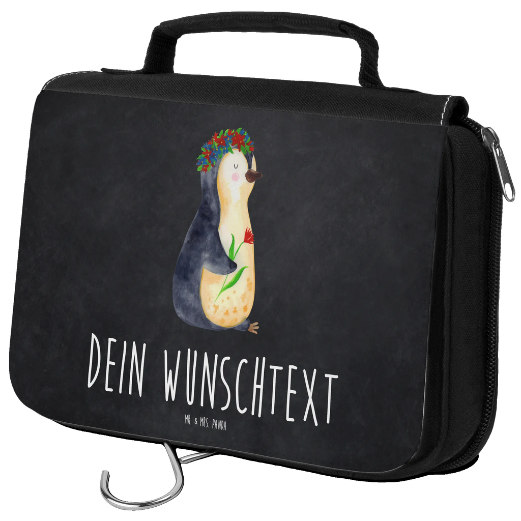 Personalisierter Kulturbeutel Pinguin Blumen Personalisierter Kulturbeutel, Personalisierte Waschtasche, Personalisierte Kosmetiktasche, Damen, Herren, Personalisierte Aufbewahrungstasche, Personalisierte Schminktasche, Personalisierter Kosmetikbeutel, Personalisierter Organizer, Personalisierte Kulturtasche, Personalisierte Schminkutensil, Personalisierung, Wunschtext, Wunschname, Selbst bedrucken, Kulturbeutel mit Namen, Pinguin, Pinguine, Blumenkranz, Universum, Leben, Wünsche, Ziele, Lebensziele, Motivation, Lebenslust, Liebeskummer, Geschenkidee