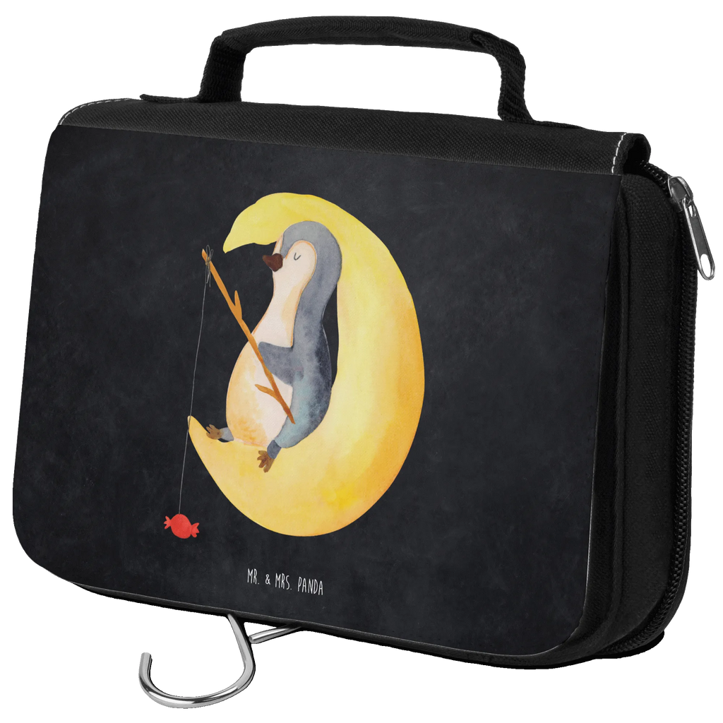 Kulturbeutel Pinguin Mond Kulturbeutel, Zum Aufhängen, Waschtasche, Kosmetiktasche, Damen, Herren, Aufbewahrungstasche, Schminktasche, Kosmetikbeutel, Organizer, Kulturtasche, Schminkutensil, Pinguin, Pinguine, Spruch, schlafen, Nachtruhe, Einschlafen, Schlafzimmer, Schlafstörungen, Gästezimmer