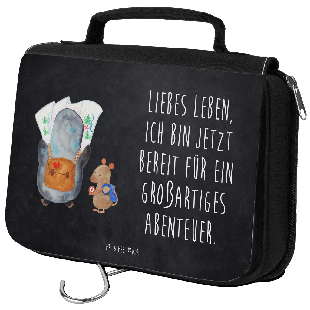 Kulturbeutel Pinguin & Maus Wanderer Kulturbeutel, Zum Aufhängen, Waschtasche, Kosmetiktasche, Damen, Herren, Aufbewahrungstasche, Schminktasche, Kosmetikbeutel, Organizer, Kulturtasche, Schminkutensil, Pinguin, Pinguine, Abenteurer, Abenteuer, Roadtrip, Ausflug, Wanderlust, wandern