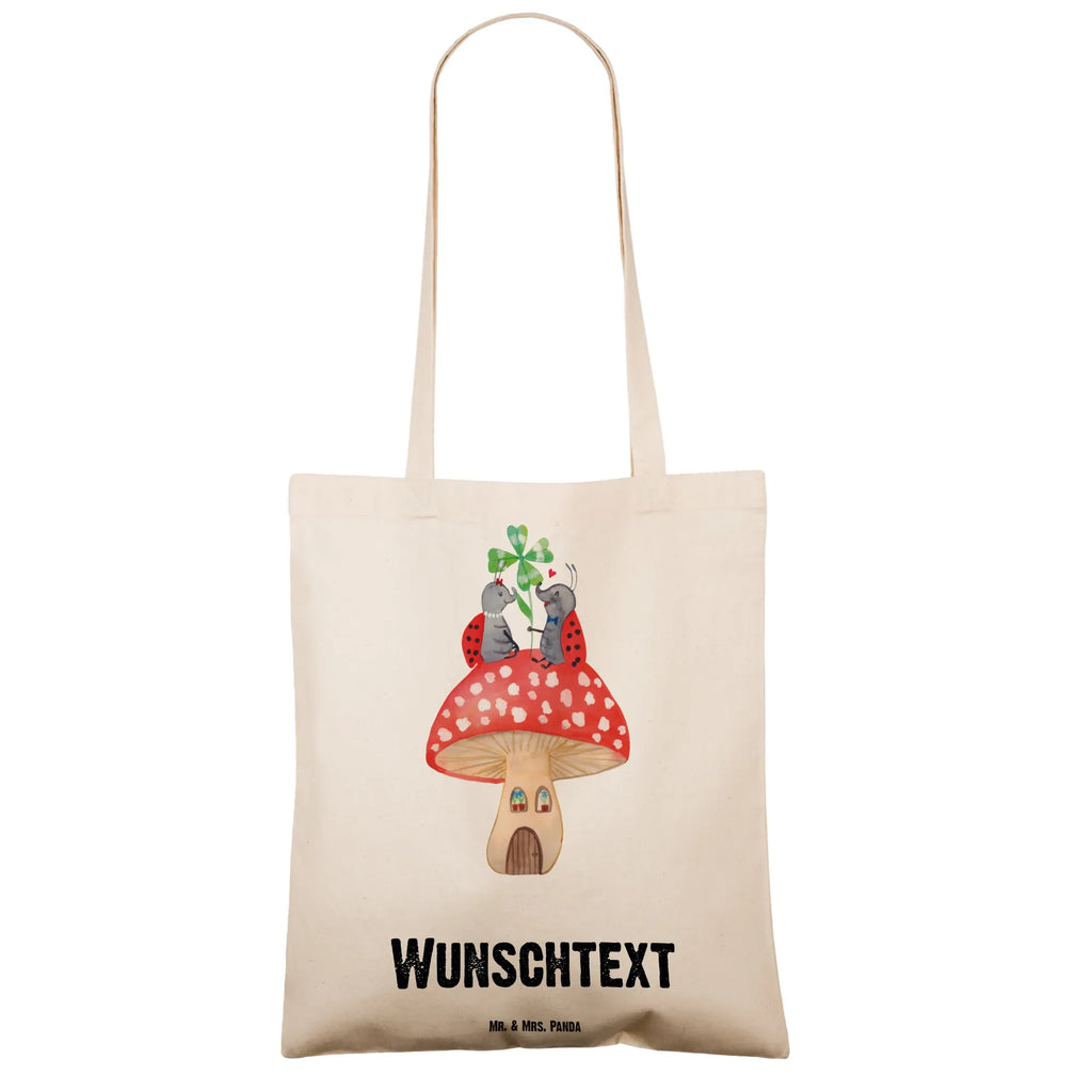 Personalisierte Tragetasche Marienkäfer Paar Fliegenpilz Personalisierte Beuteltasche, Personalisierter Beutel, Personalisierte Einkaufstasche, Personalisierter Jutebeutel, Personalisierter Stoffbeutel, Tragetasche mit Namen, Einkaufstasche mit Namen, Stoffbeutel mit Namen, Personalisierte Tasche, Personalisierte Jutetasche, Personalisierte Kindergartentasche, Tiermotive, Gute Laune, lustige Sprüche, Tiere, Haus, Wohnung, zuhause, Fliegenpilz, Marienkäfer, Fleigenpilzhaus