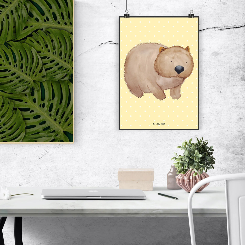 Poster Wombat Poster, Wandposter, Bild, Wanddeko, Küchenposter, Kinderposter, Wanddeko Bild, Raumdekoration, Wanddekoration, Handgemaltes Poster, Mr. & Mrs. Panda Poster, Designposter, Kunstdruck, Posterdruck, Tiermotive, Gute Laune, lustige Sprüche, Tiere, Wombat, Das Leben ist schön, Motivation, Spruch, Australien