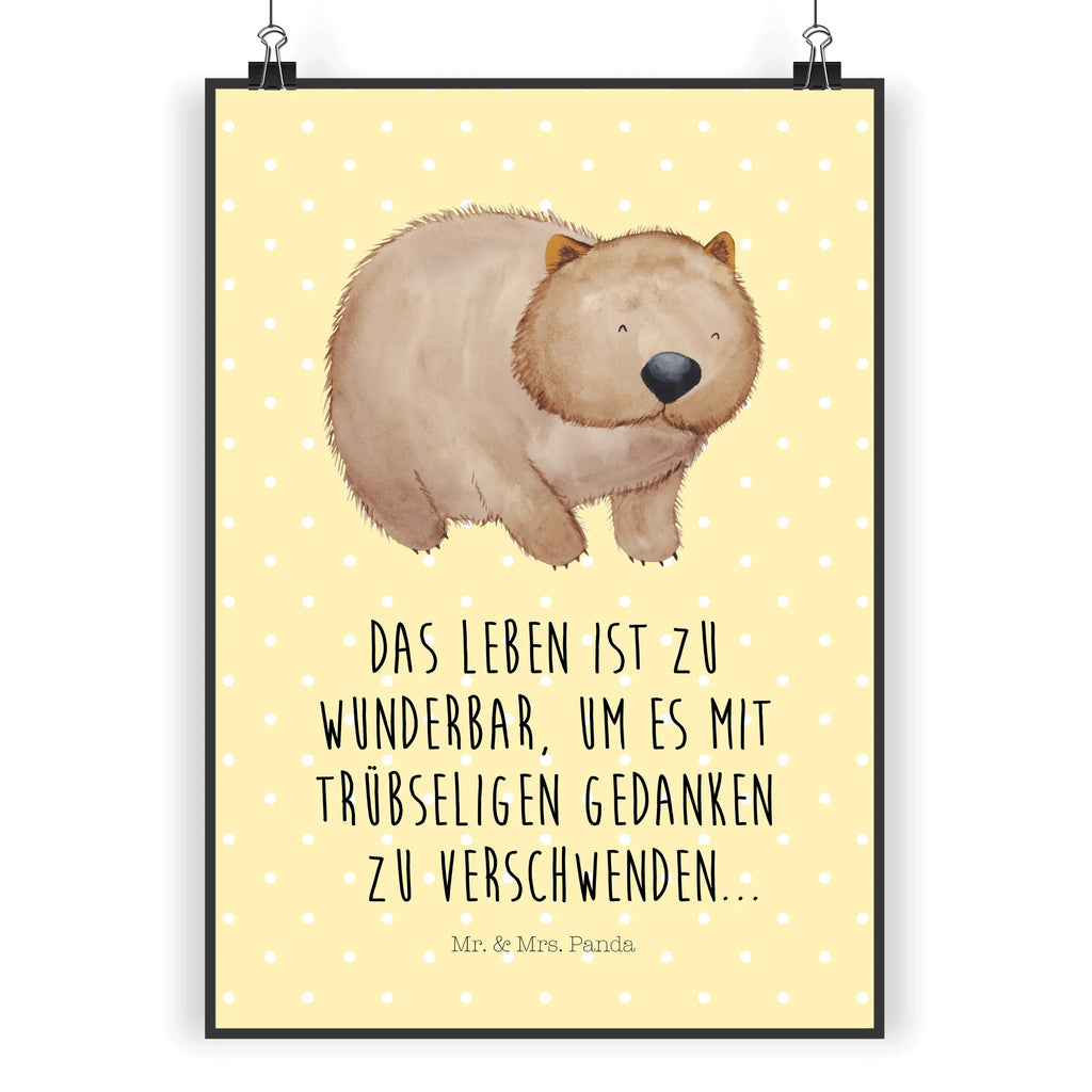 Poster Wombat Poster, Wandposter, Bild, Wanddeko, Küchenposter, Kinderposter, Wanddeko Bild, Raumdekoration, Wanddekoration, Handgemaltes Poster, Mr. & Mrs. Panda Poster, Designposter, Kunstdruck, Posterdruck, Tiermotive, Gute Laune, lustige Sprüche, Tiere, Wombat, Das Leben ist schön, Motivation, Spruch, Australien