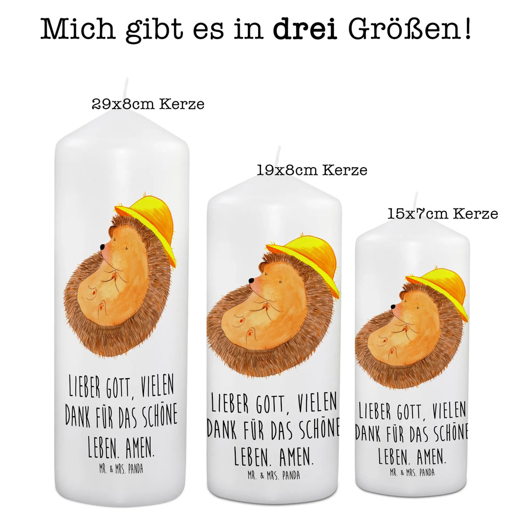 Kerze Igel betet Kerze, Taufkerze, Kommunionskerze, Geburtstagskerze, Geschenk Kerze, Taufgeschenk Kerze, Kerze mit Druck, Besondere Kerze, Geschenkidee Kerze, Kerze für Kommunion, Geburtstag Kerze, Kommunion Kerze, Tiermotive, Gute Laune, lustige Sprüche, Tiere, Igel, Igel mit Hut, Sonnenhut, Gott, Amen, beten, Leben, Dankbarkeit, Dankbar sein, dankbar, genießen