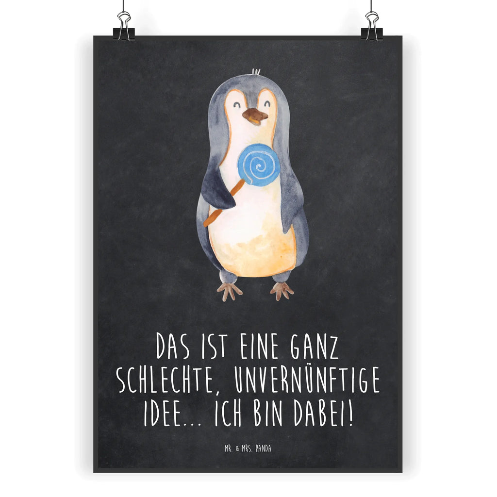 Poster Pinguin Lolli Poster, Wandposter, Bild, Wanddeko, Küchenposter, Kinderposter, Wanddeko Bild, Raumdekoration, Wanddekoration, Handgemaltes Poster, Mr. & Mrs. Panda Poster, Designposter, Kunstdruck, Posterdruck, Pinguin, Pinguine, Lolli, Süßigkeiten, Blödsinn, Spruch, Rebell, Gauner, Ganove, Rabauke