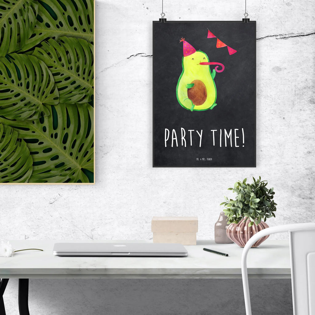 Poster Avocado Party Time Poster, Wandposter, Bild, Wanddeko, Küchenposter, Kinderposter, Wanddeko Bild, Raumdekoration, Wanddekoration, Handgemaltes Poster, Mr. & Mrs. Panda Poster, Designposter, Kunstdruck, Posterdruck, Avocado, Veggie, Vegan, Gesund