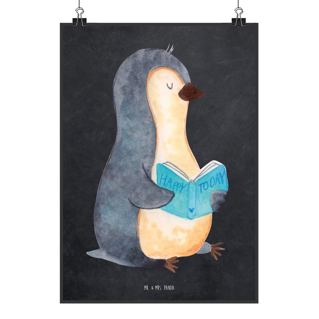 Poster Pinguin Buch Poster, Wandposter, Bild, Wanddeko, Küchenposter, Kinderposter, Wanddeko Bild, Raumdekoration, Wanddekoration, Handgemaltes Poster, Mr. & Mrs. Panda Poster, Designposter, Kunstdruck, Posterdruck, Pinguin, Pinguine, Buch, Lesen, Bücherwurm, Nichtstun, Faulenzen, Ferien, Urlaub, Freizeit