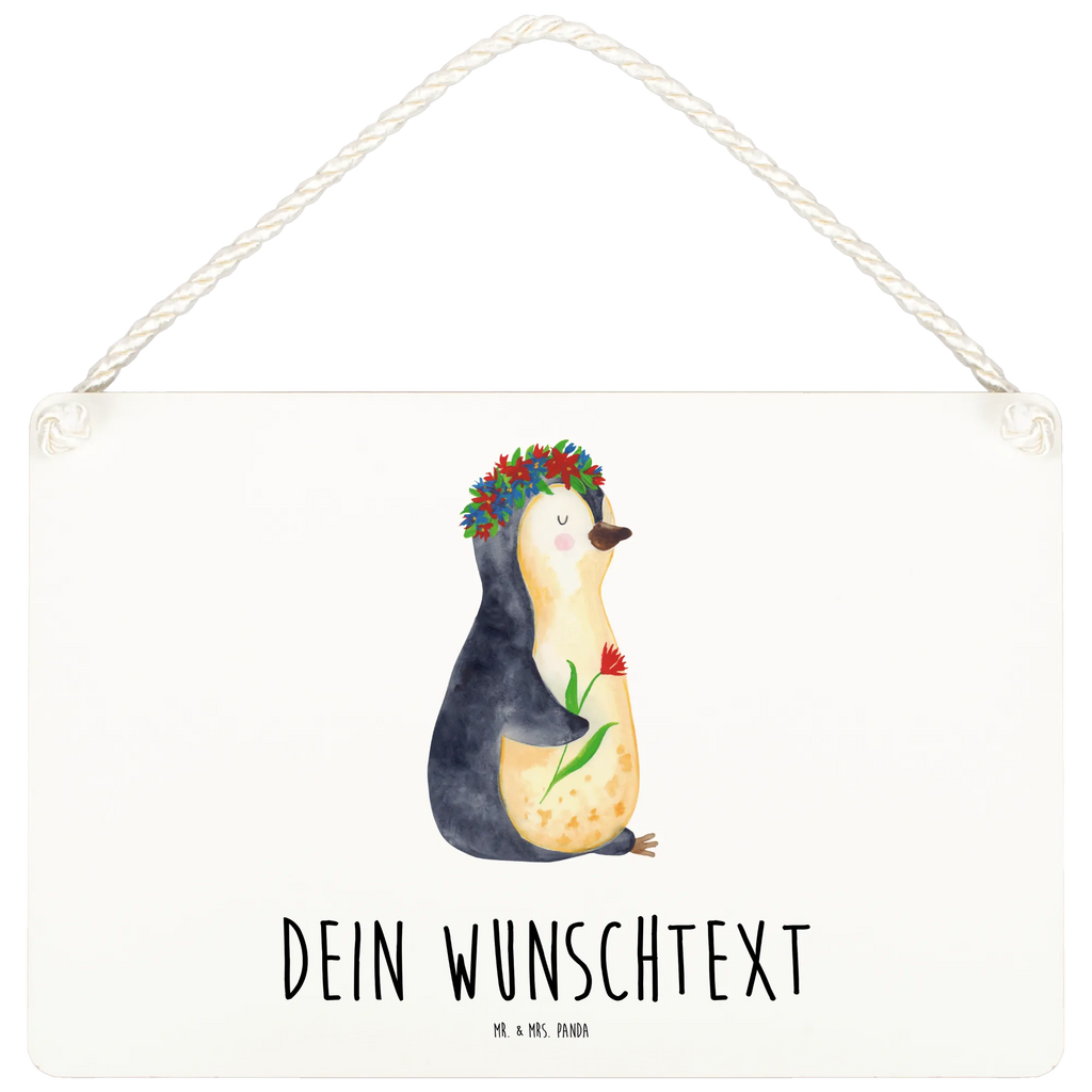 Personalisiertes Deko Schild Pinguin Blumenkranz Dekoschild, Deko Schild, Schild, Tür Schild, Türschild, Holzschild, Wandschild, Wanddeko, Pinguin, Pinguine, Blumenkranz, Universum, Leben, Wünsche, Ziele, Lebensziele, Motivation, Lebenslust, Liebeskummer, Geschenkidee