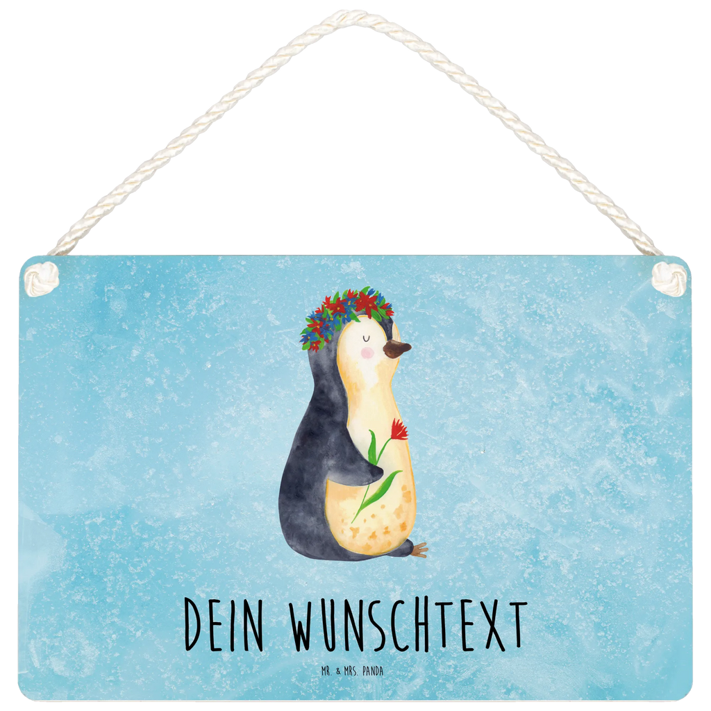 Personalisiertes Deko Schild Pinguin Blumenkranz Dekoschild, Deko Schild, Schild, Tür Schild, Türschild, Holzschild, Wandschild, Wanddeko, Pinguin, Pinguine, Blumenkranz, Universum, Leben, Wünsche, Ziele, Lebensziele, Motivation, Lebenslust, Liebeskummer, Geschenkidee