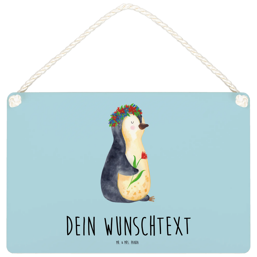 Personalisiertes Deko Schild Pinguin Blumenkranz Dekoschild, Deko Schild, Schild, Tür Schild, Türschild, Holzschild, Wandschild, Wanddeko, Pinguin, Pinguine, Blumenkranz, Universum, Leben, Wünsche, Ziele, Lebensziele, Motivation, Lebenslust, Liebeskummer, Geschenkidee