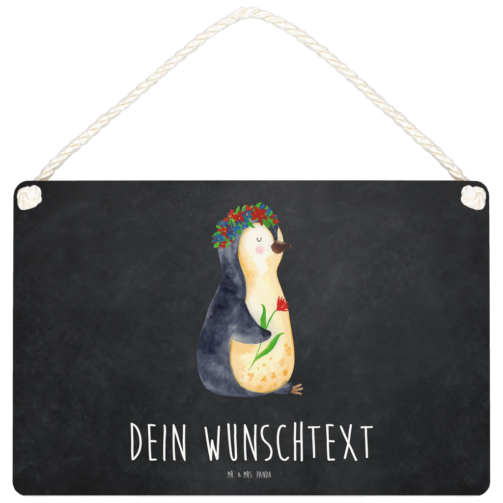 Personalisiertes Deko Schild Pinguin Blumenkranz Dekoschild, Deko Schild, Schild, Tür Schild, Türschild, Holzschild, Wandschild, Wanddeko, Pinguin, Pinguine, Blumenkranz, Universum, Leben, Wünsche, Ziele, Lebensziele, Motivation, Lebenslust, Liebeskummer, Geschenkidee