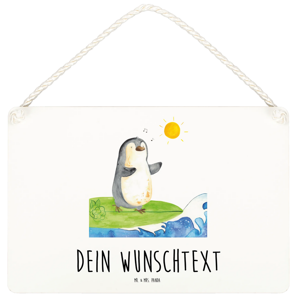 Personalisiertes Deko Schild Pinguin Surfer Dekoschild, Deko Schild, Schild, Tür Schild, Türschild, Holzschild, Wandschild, Wanddeko, Pinguin, Pinguine, surfen, Surfer, Hawaii, Urlaub, Wellen, Wellen reiten, Portugal