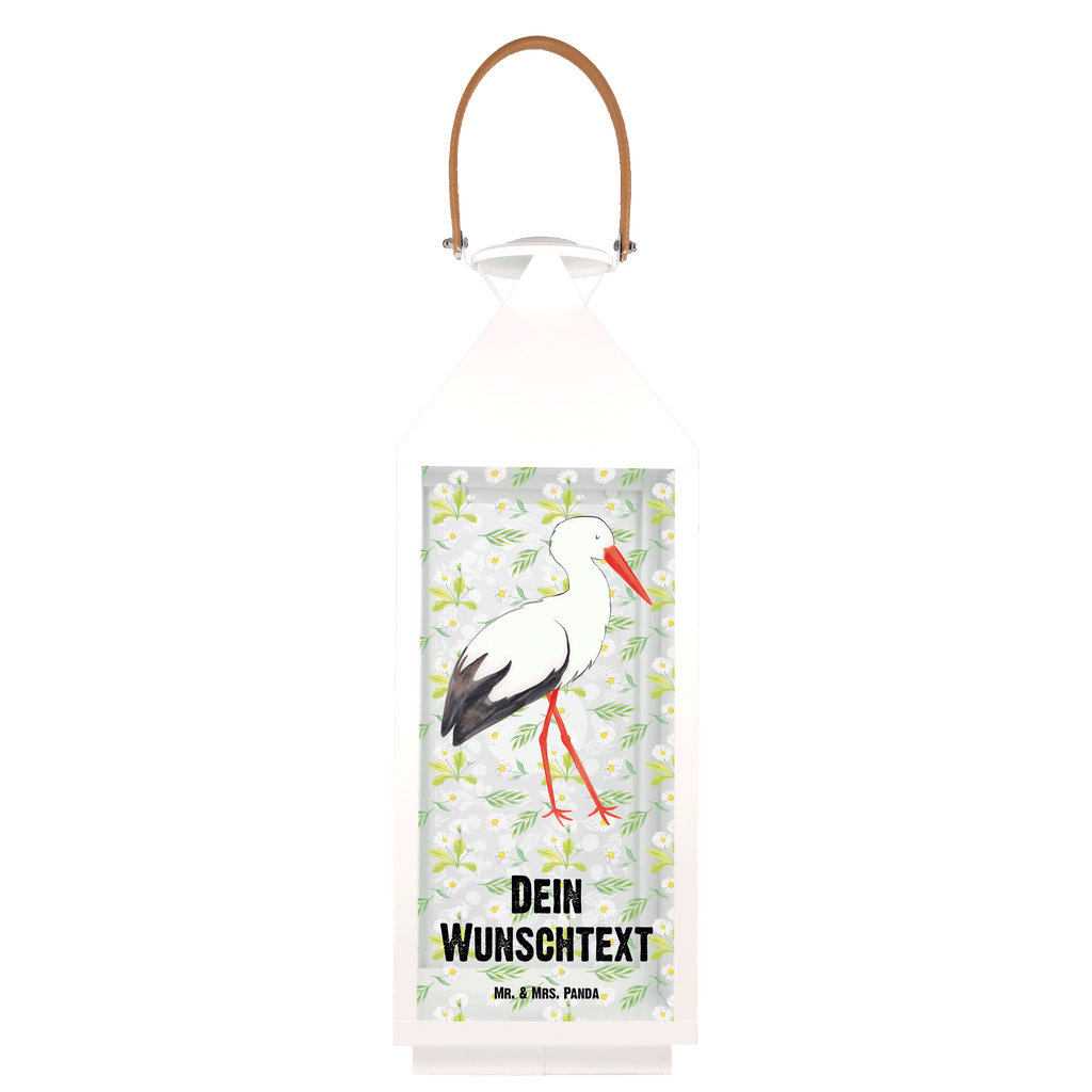 Personalisierte Deko Laterne Storch Gartenlampe, Gartenleuchte, Gartendekoration, Gartenlicht, Laterne kleine Laternen, XXL Laternen, Laterne groß, Tiermotive, Gute Laune, lustige Sprüche, Tiere, Storch, Störche, Schwangerschaft, Geburt, Mutter, Mütter, Mutter werden, Schwanger, Babybauch, Baby