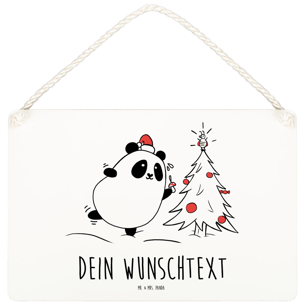 Personalisiertes Deko Schild Panda Weihnachtszeit Dekoschild, Deko Schild, Schild, Tür Schild, Türschild, Holzschild, Wandschild, Wanddeko