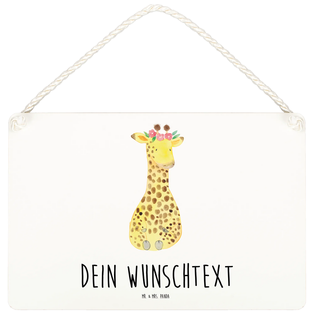 Personalisiertes Deko Schild Giraffe Blumenkranz Dekoschild, Deko Schild, Schild, Tür Schild, Türschild, Holzschild, Wandschild, Wanddeko, Afrika, Wildtiere, Giraffe, Blumenkranz, Abenteurer, Selbstliebe, Freundin