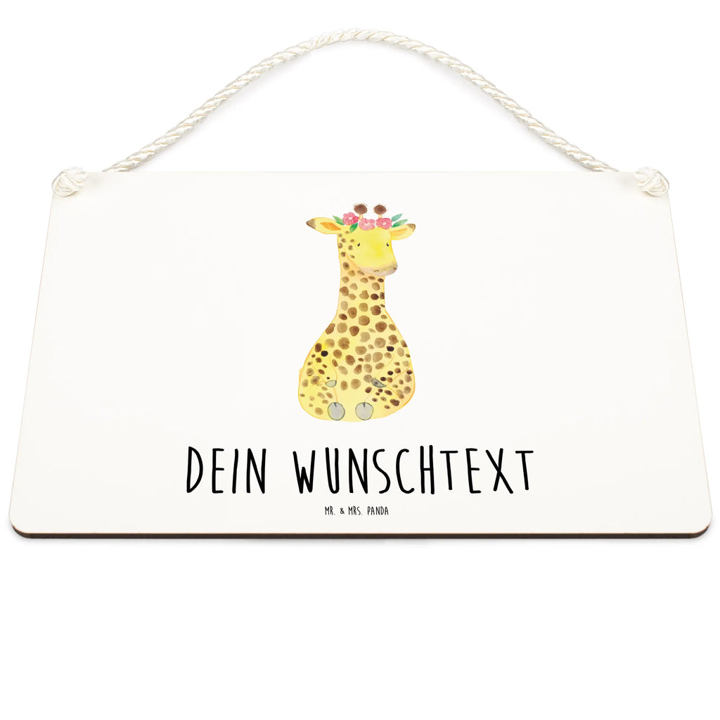 Personalisiertes Deko Schild Giraffe Blumenkranz Dekoschild, Deko Schild, Schild, Tür Schild, Türschild, Holzschild, Wandschild, Wanddeko, Afrika, Wildtiere, Giraffe, Blumenkranz, Abenteurer, Selbstliebe, Freundin