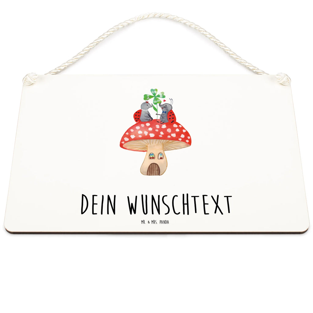 Personalisiertes Deko Schild Marienkäfer Paar Fliegenpilz Dekoschild, Deko Schild, Schild, Tür Schild, Türschild, Holzschild, Wandschild, Wanddeko, Tiermotive, Gute Laune, lustige Sprüche, Tiere, Haus, Wohnung, zuhause, Fliegenpilz, Marienkäfer, Fleigenpilzhaus