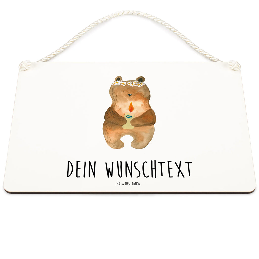 Personalisiertes Deko Schild Kommunion-Bär Dekoschild, Deko Schild, Schild, Tür Schild, Türschild, Holzschild, Wandschild, Wanddeko, Bär, Teddy, Teddybär, Kommunion, Gottes Segen, Taufkerze, katholisch