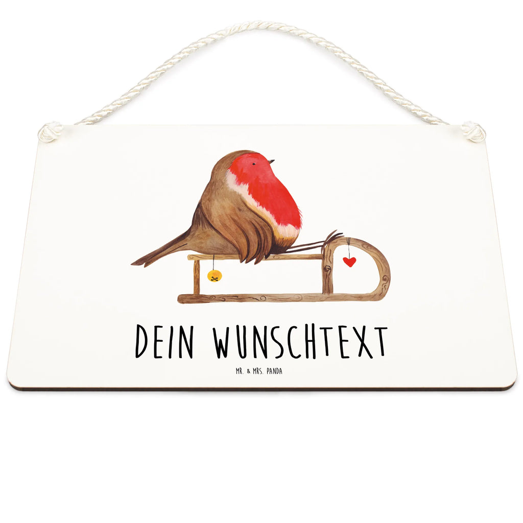 Personalisiertes Deko Schild Rotkehlchen Schlitten Dekoschild, Deko Schild, Schild, Tür Schild, Türschild, Holzschild, Wandschild, Wanddeko, Winter, Weihnachten, Weihnachtsdeko, Nikolaus, Advent, Heiligabend, Wintermotiv, Schlitten, Vogel