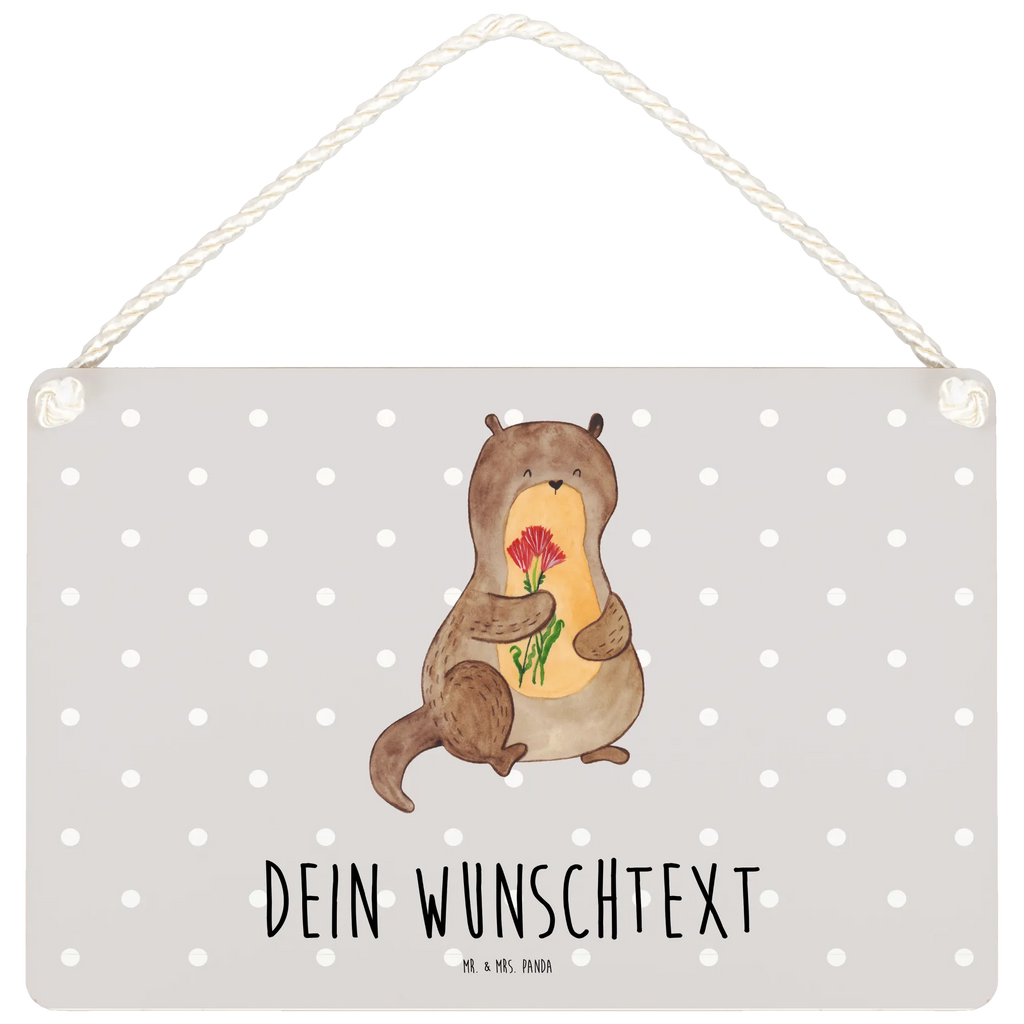 Personalisiertes Deko Schild Otter Blumenstrauß Dekoschild, Deko Schild, Schild, Tür Schild, Türschild, Holzschild, Wandschild, Wanddeko, Otter, Fischotter, Seeotter, Otter Seeotter See Otter