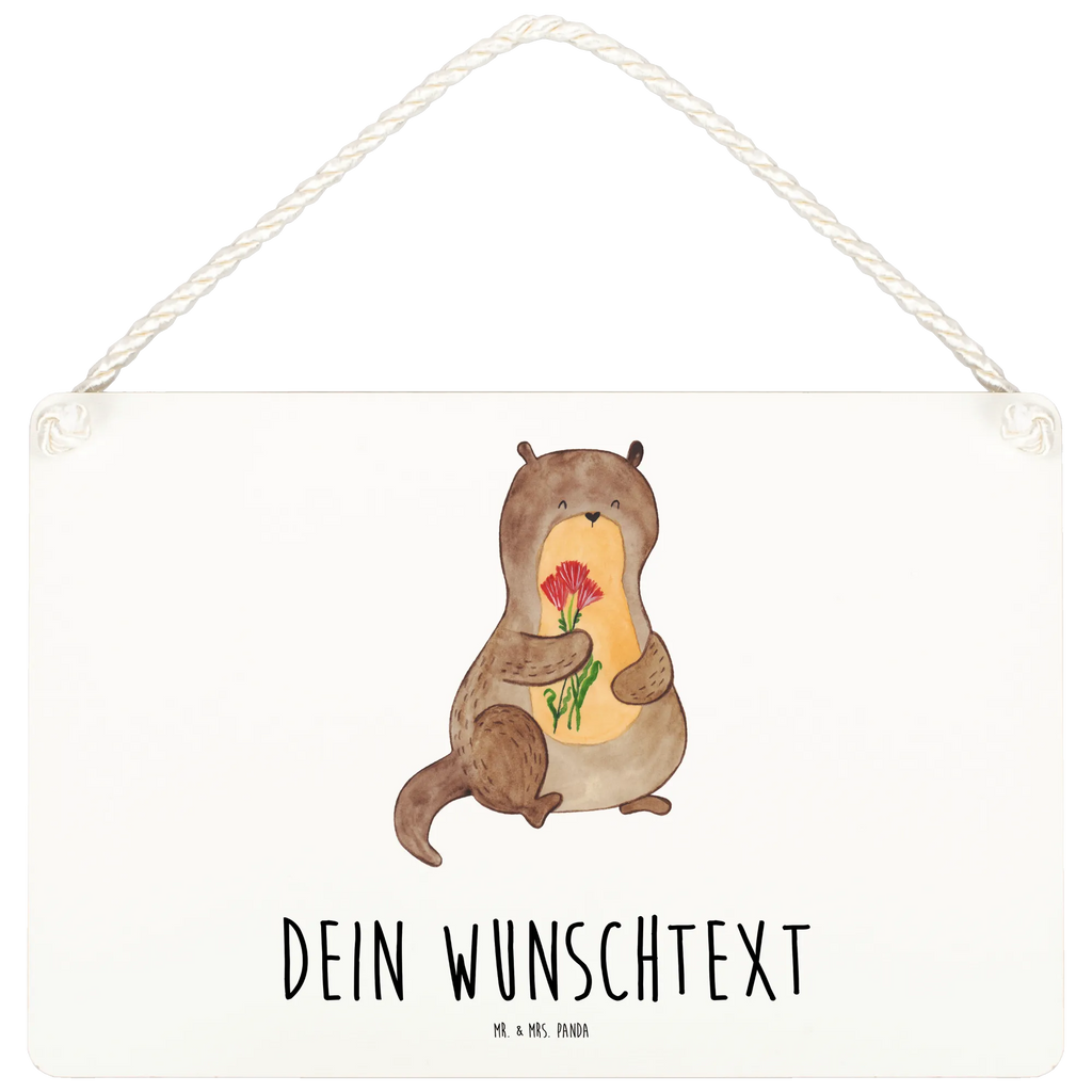 Personalisiertes Deko Schild Otter Blumenstrauß Dekoschild, Deko Schild, Schild, Tür Schild, Türschild, Holzschild, Wandschild, Wanddeko, Otter, Fischotter, Seeotter, Otter Seeotter See Otter