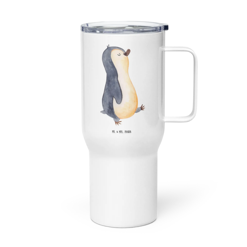 XXL Thermobecher Pinguin marschieren Thermobecher, XL Thermobecher, Reisebecher, XL Reisetasse, Großer Thermobecher, Autobecher, Jumbo Becher, Pinguin, Pinguine, Frühaufsteher, Langschläfer, Bruder, Schwester, Familie