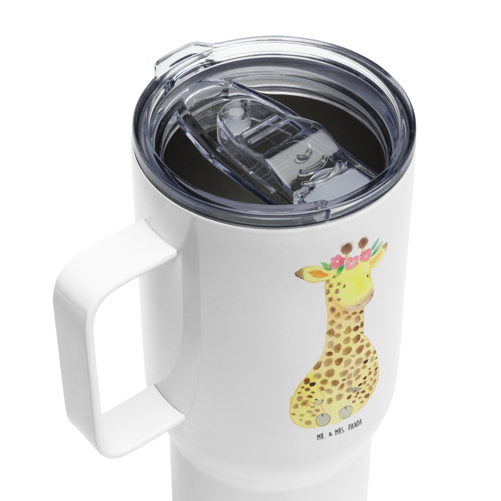 XXL Thermobecher Giraffe Blumenkranz Thermobecher, XL Thermobecher, Reisebecher, XL Reisetasse, Großer Thermobecher, Autobecher, Jumbo Becher, Afrika, Wildtiere, Giraffe, Blumenkranz, Abenteurer, Selbstliebe, Freundin