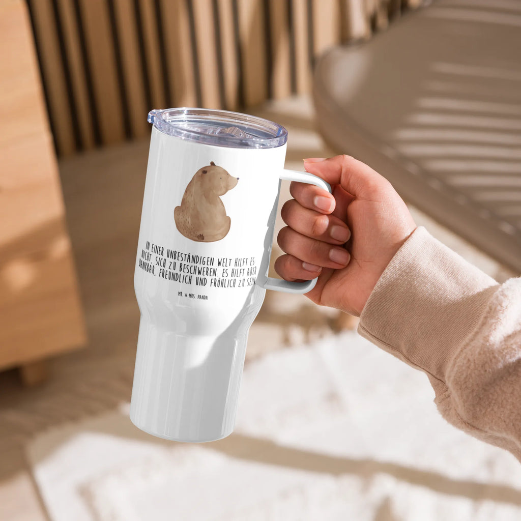 XXL Thermobecher Bär Schulterblick Thermobecher, XL Thermobecher, Reisebecher, XL Reisetasse, Großer Thermobecher, Autobecher, Jumbo Becher, Bär, Teddy, Teddybär, Selbstachtung, Weltansicht, Motivation, Bären, Bärenliebe, Weisheit