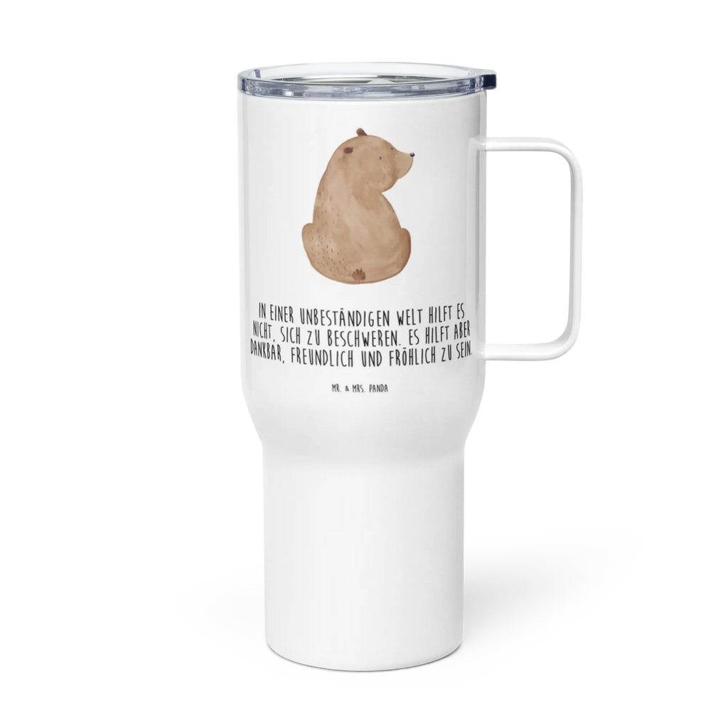 XXL Thermobecher Bär Schulterblick Thermobecher, XL Thermobecher, Reisebecher, XL Reisetasse, Großer Thermobecher, Autobecher, Jumbo Becher, Bär, Teddy, Teddybär, Selbstachtung, Weltansicht, Motivation, Bären, Bärenliebe, Weisheit