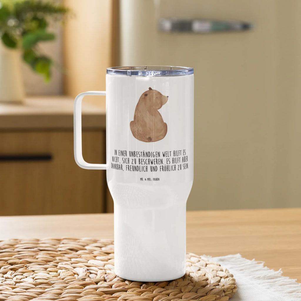 XXL Thermobecher Bär Schulterblick Thermobecher, XL Thermobecher, Reisebecher, XL Reisetasse, Großer Thermobecher, Autobecher, Jumbo Becher, Bär, Teddy, Teddybär, Selbstachtung, Weltansicht, Motivation, Bären, Bärenliebe, Weisheit