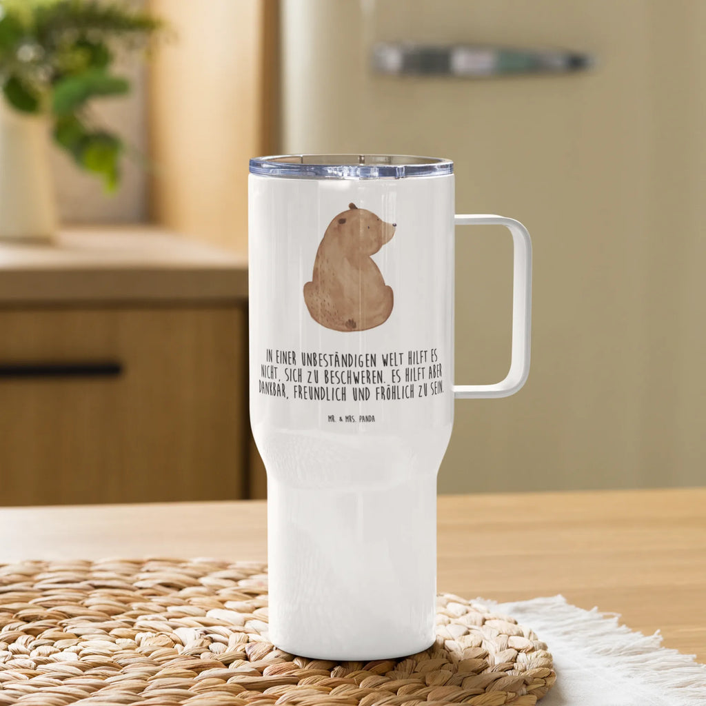 XXL Thermobecher Bär Schulterblick Thermobecher, XL Thermobecher, Reisebecher, XL Reisetasse, Großer Thermobecher, Autobecher, Jumbo Becher, Bär, Teddy, Teddybär, Selbstachtung, Weltansicht, Motivation, Bären, Bärenliebe, Weisheit