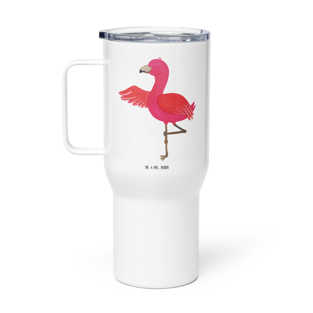 XXL Thermobecher Flamingo Yoga Thermobecher, XL Thermobecher, Reisebecher, XL Reisetasse, Großer Thermobecher, Autobecher, Jumbo Becher, Flamingo, Vogel, Yoga, Namaste, Achtsamkeit, Yoga-Übung, Entspannung, Ärger, Aufregen, Tiefenentspannung