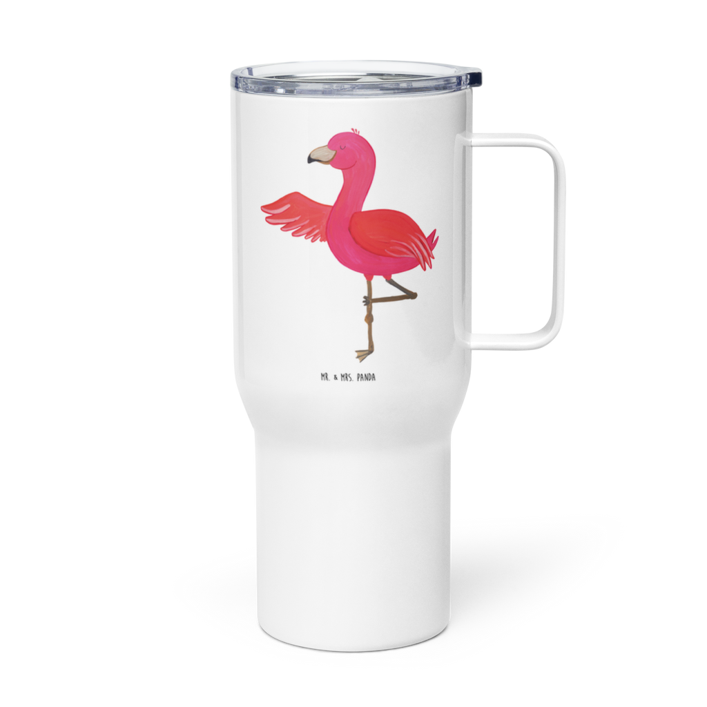 XXL Thermobecher Flamingo Yoga Thermobecher, XL Thermobecher, Reisebecher, XL Reisetasse, Großer Thermobecher, Autobecher, Jumbo Becher, Flamingo, Vogel, Yoga, Namaste, Achtsamkeit, Yoga-Übung, Entspannung, Ärger, Aufregen, Tiefenentspannung