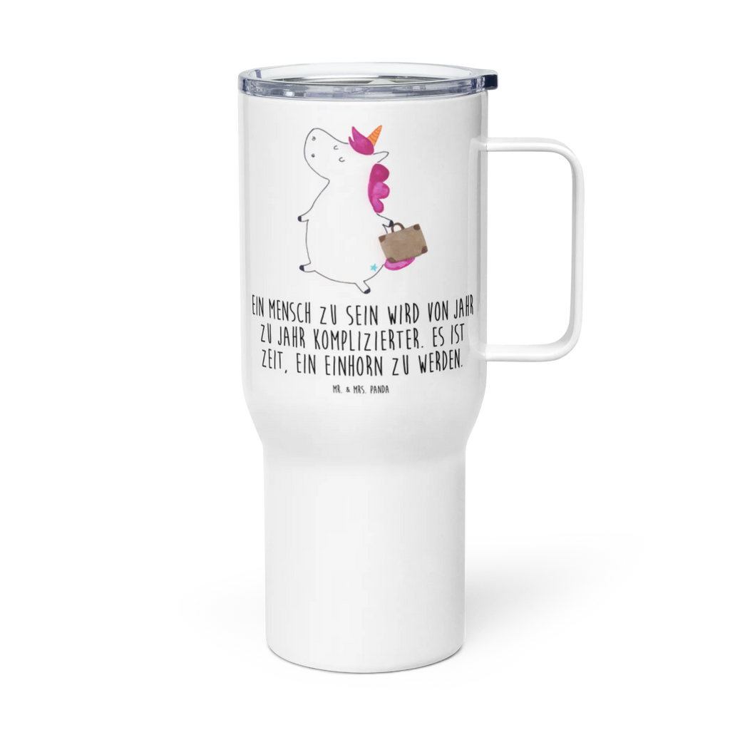 XXL Thermobecher Einhorn Koffer Thermobecher, XL Thermobecher, Reisebecher, XL Reisetasse, Großer Thermobecher, Autobecher, Jumbo Becher, Einhorn, Einhörner, Einhorn Deko, Pegasus, Unicorn, unicorn, Koffer, Verreisen, Reise, Gepäck, Abenteuer, Erwachsen, Kind, albern, Spaß, lustig, witzig