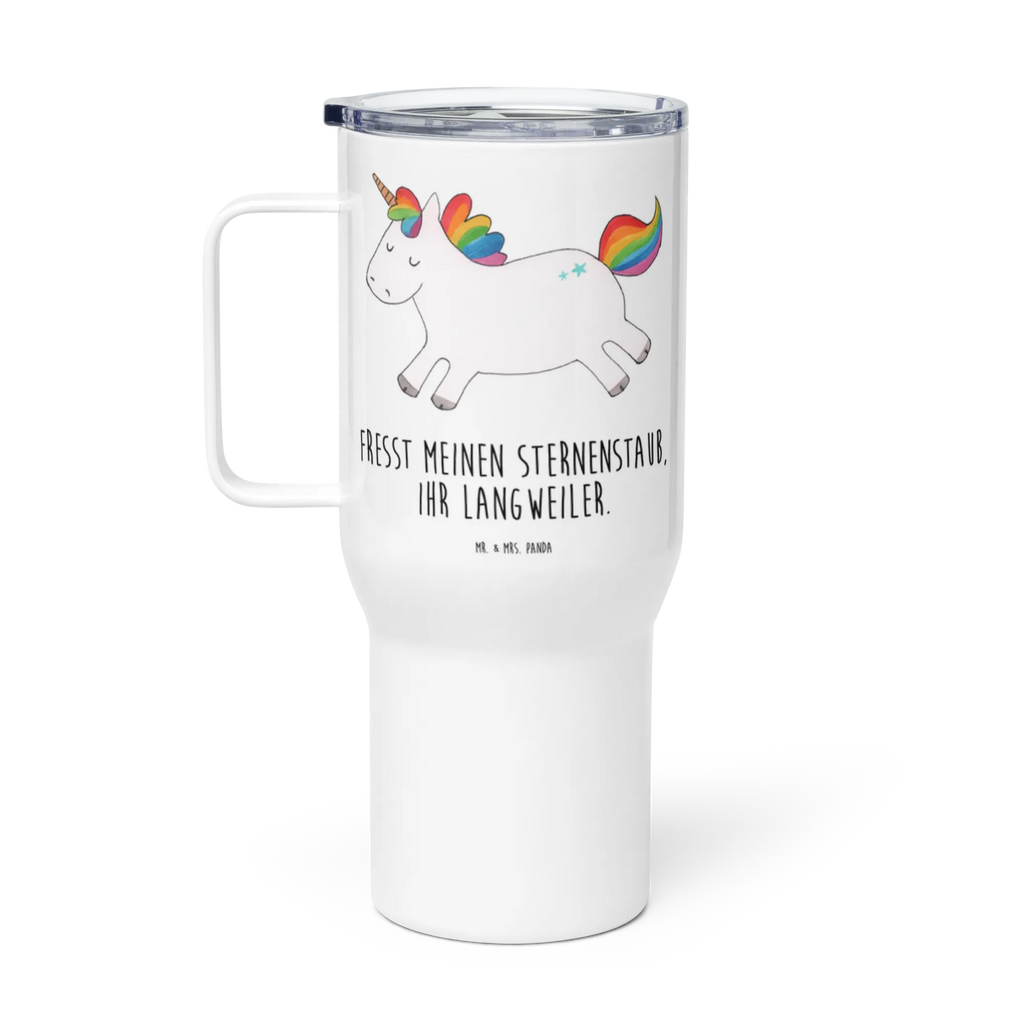 XXL Thermobecher Einhorn Happy Thermobecher, XL Thermobecher, Reisebecher, XL Reisetasse, Großer Thermobecher, Autobecher, Jumbo Becher, Einhorn, Einhörner, Einhorn Deko, Pegasus, Unicorn, glücklich, fröhlich, Spaß, Freude, Lebensfreude, witzig, spannend, Lächeln, Lachen