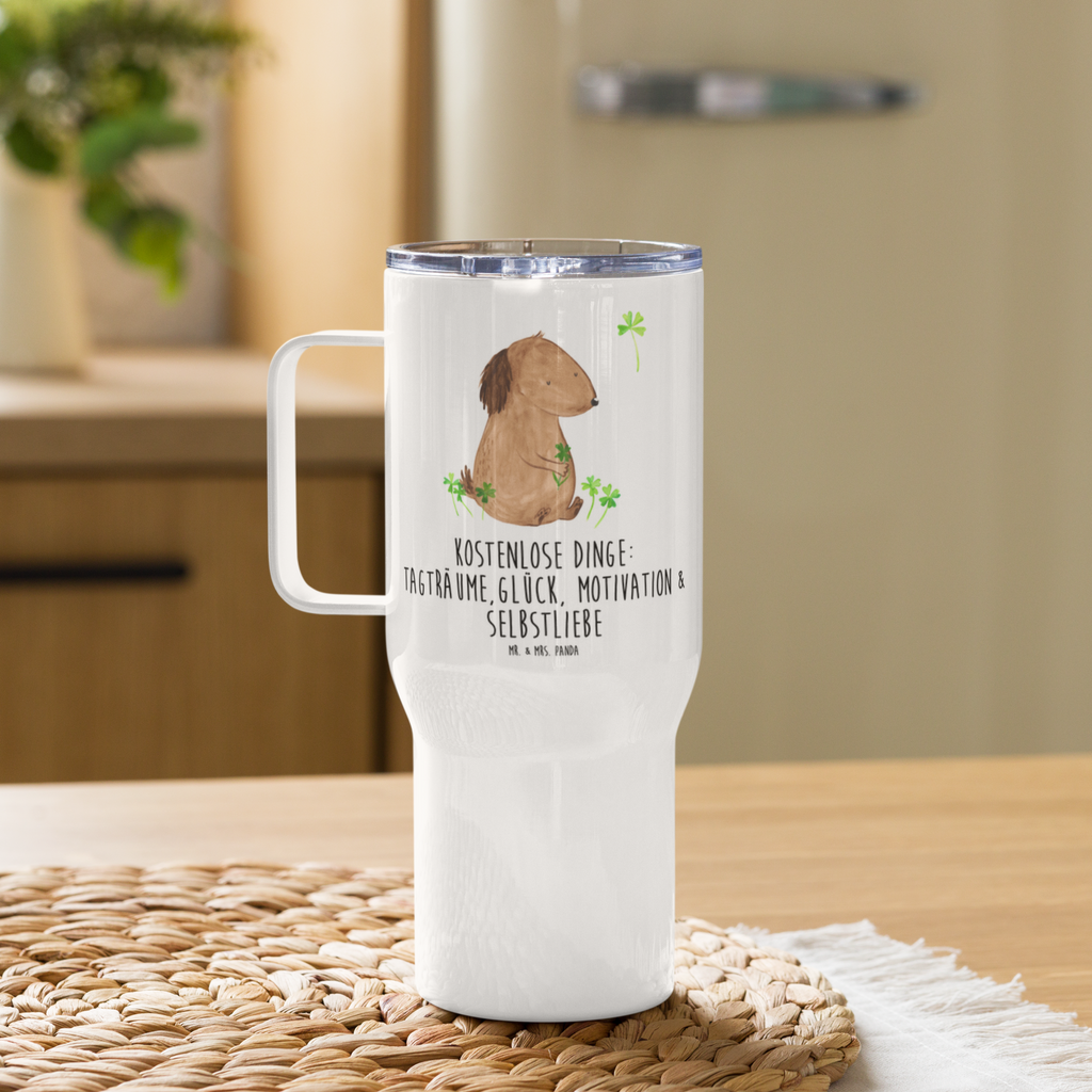 XXL Thermobecher Hund Kleeblatt Thermobecher, XL Thermobecher, Reisebecher, XL Reisetasse, Großer Thermobecher, Autobecher, Jumbo Becher, Hund, Hundemotiv, Haustier, Hunderasse, Tierliebhaber, Hundebesitzer, Sprüche, Kleeblatt, Glück, Tagträume, Motivation, Neuanfang, Geschenk, Glücksbringer, Selbstliebe, Achtsamkeit