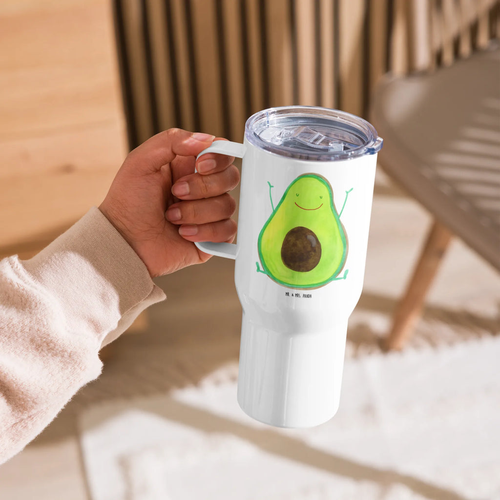 XXL Thermobecher Avocado Glücklich Thermobecher, XL Thermobecher, Reisebecher, XL Reisetasse, Großer Thermobecher, Autobecher, Jumbo Becher, Avocado, Veggie, Vegan, Gesund, Chaos